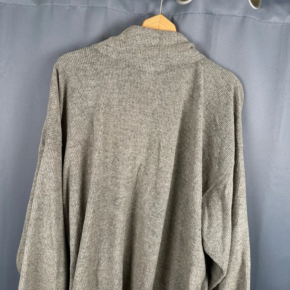 Big Dogs Mens 3X Gray Quarter Zip Pullover Textured Knit Long Sleeve Mock Neck